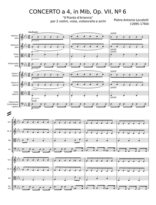 CONCERTO a 4, in Mib, Op. VII, Nº 6 - Pietro Antonio Locatelli