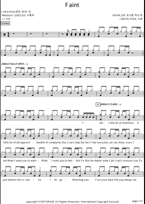 Faint – Linkin Park Faint Sheet Music for Drum group (Solo) | MuseScore.com