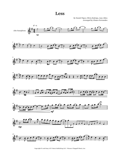 Less (Arr. Glauco Fernandes) - Olivia Rodrigo (Alto Sax Solo)