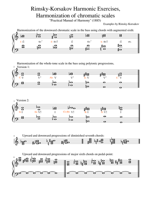 Rimsky-Korsakov Harmonic Exercises, Harmonization of chromatic scales
