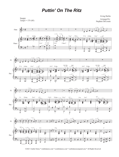Puttin' On The Ritz (Flute solo and Piano) (Arr. Stephen DeCesare) (Flute and Piano)