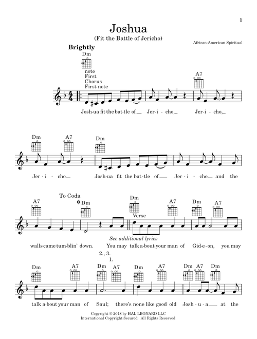 Joshua (Fit The Battle Of Jericho) - African-American Spiritual (Ukulele)