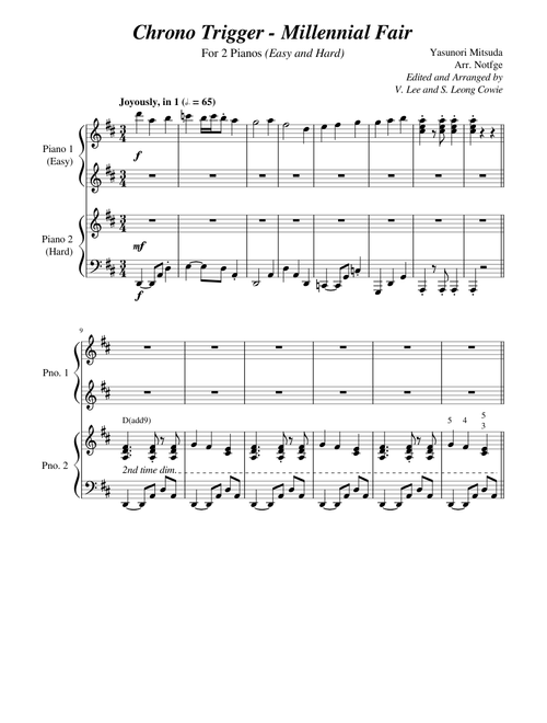 Chrono Trigger: Millenial Fair | Piano Duet