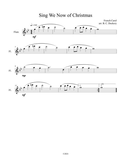 Sing We Now of Christmas (Flute Solo) (Arr. B. C. Dockery) - Traditional (Flute Solo)