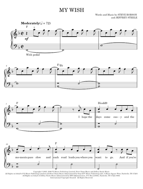 My wish - Rascal Flatts (Easy Piano)