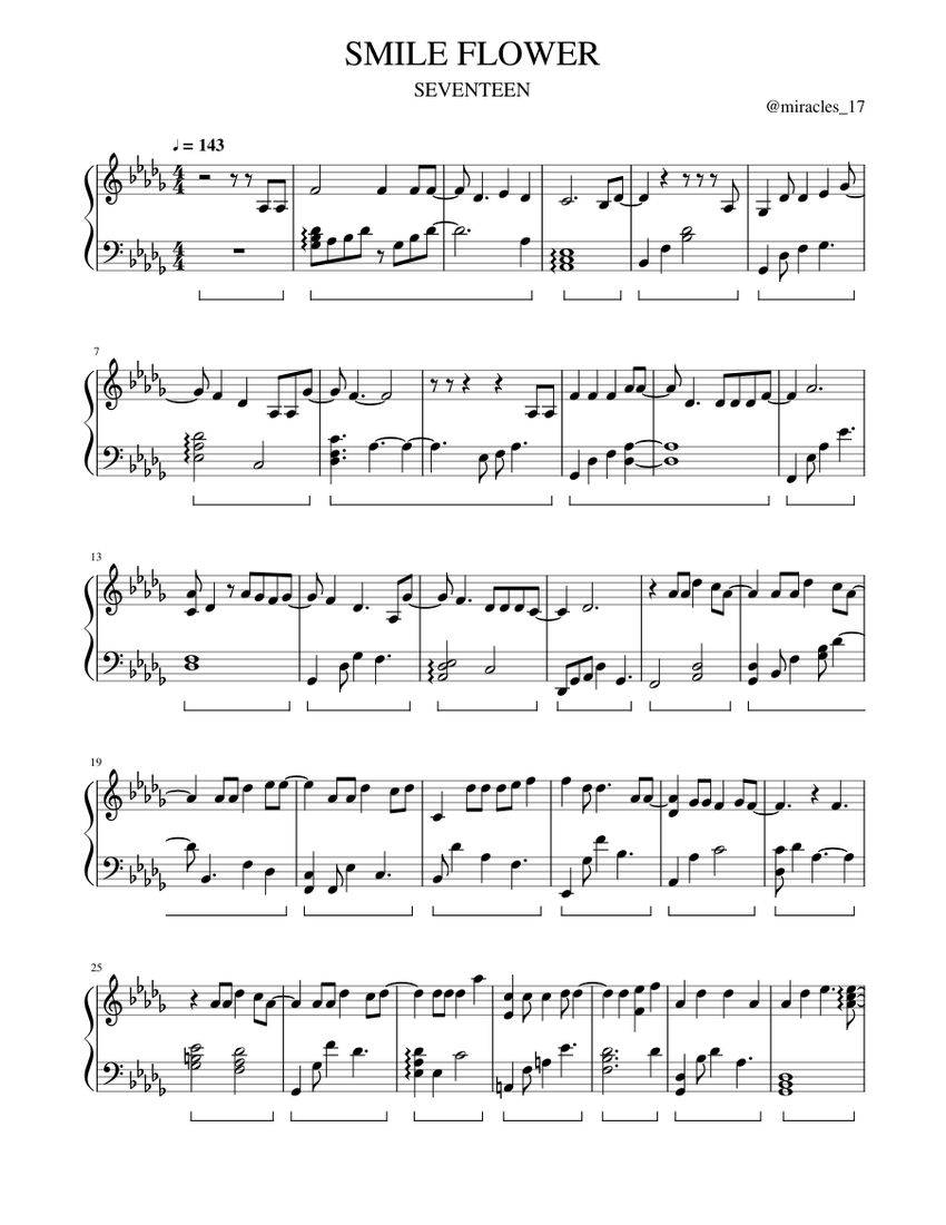 SEVENTEEN - SMILE FLOWER Sheet Music for Piano (Solo) | MuseScore.com