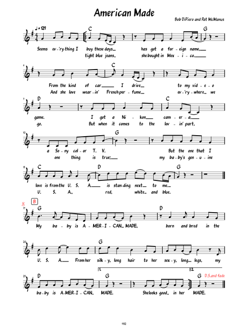 American Made (Lead sheet with lyrics )