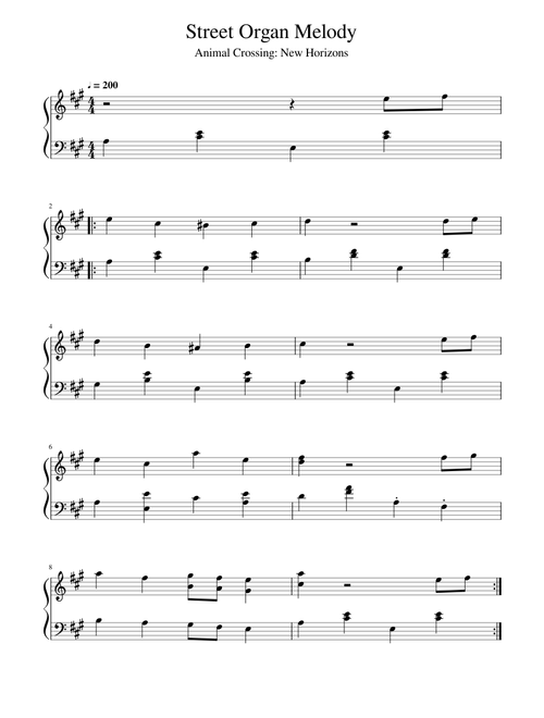Animal Crossing: New Horizons - Street Organ Melody