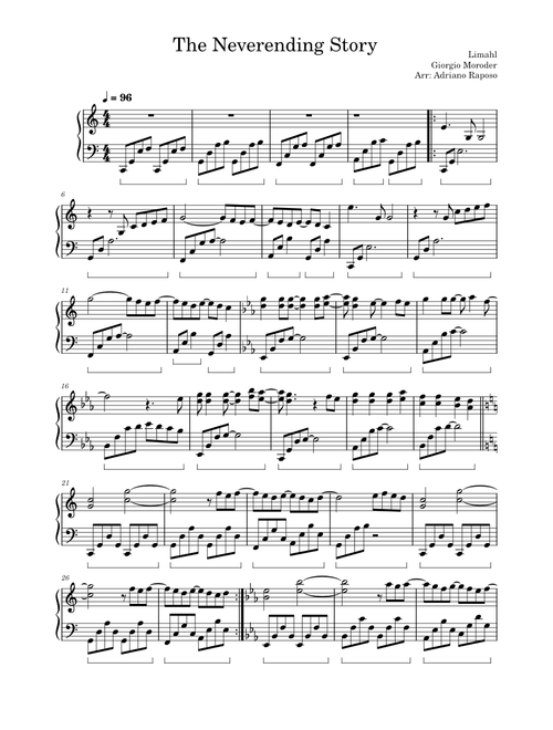 The Neverending Story – Limahl sheet music arranged by adrianoraposo