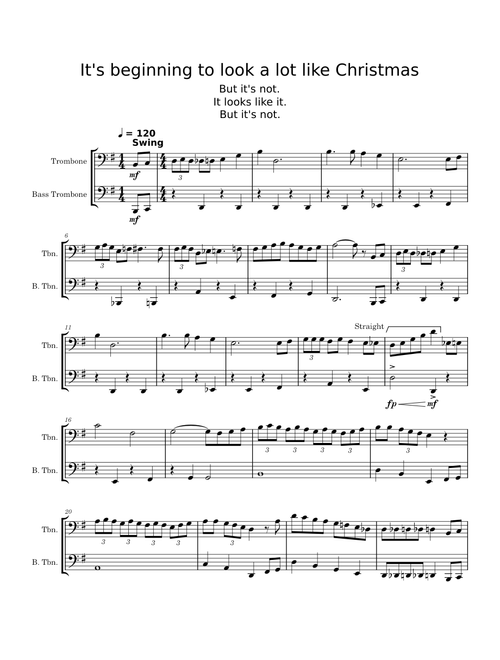 It's beginning to look a lot like Christmas (T. & B. Trombone Duet)