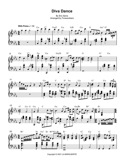 Diva Dance (piano solo) (Arr. Tunescribers) - Eric Serra (Piano Solo)