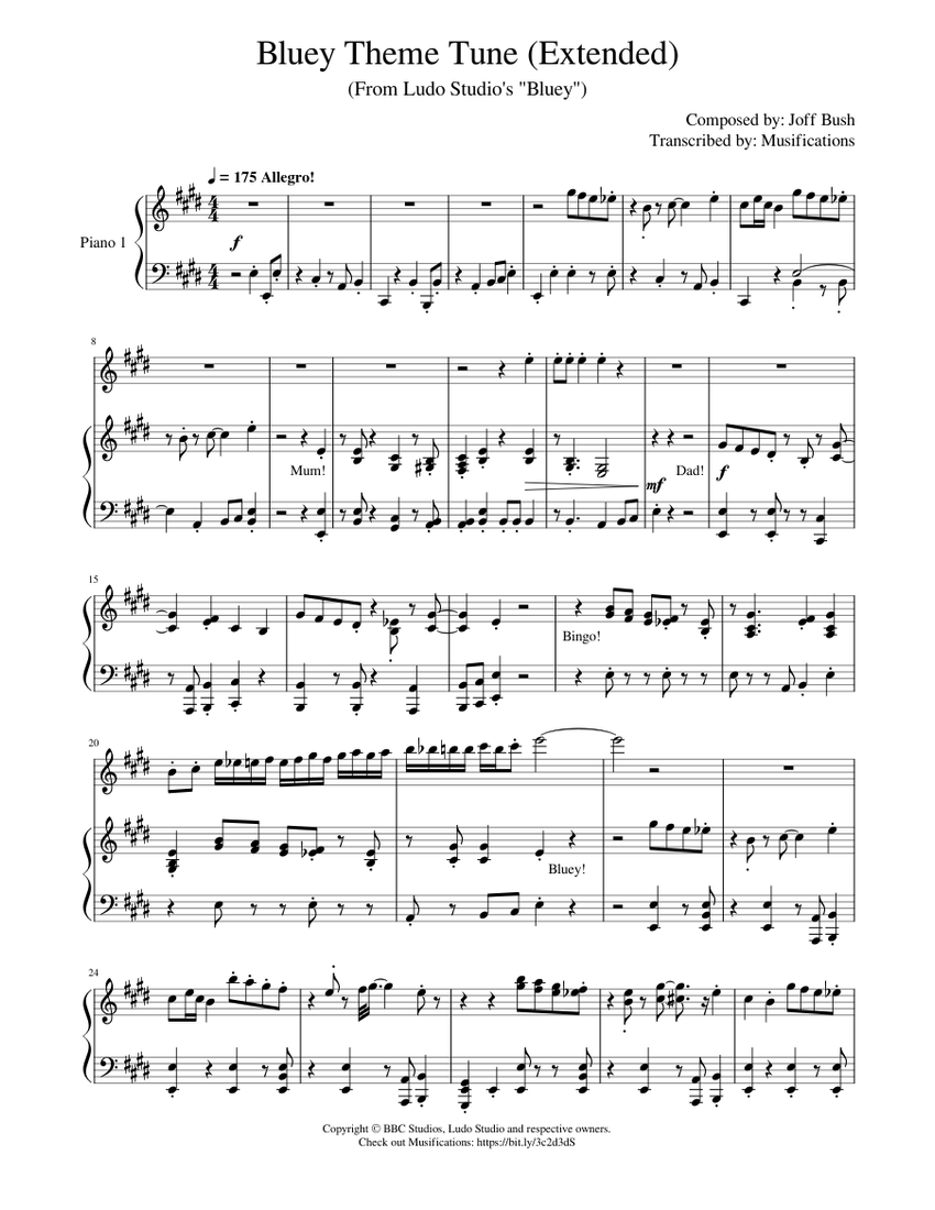 Bluey Theme Tune Extended From Ludo Studio S Bluey Piano Tutorial