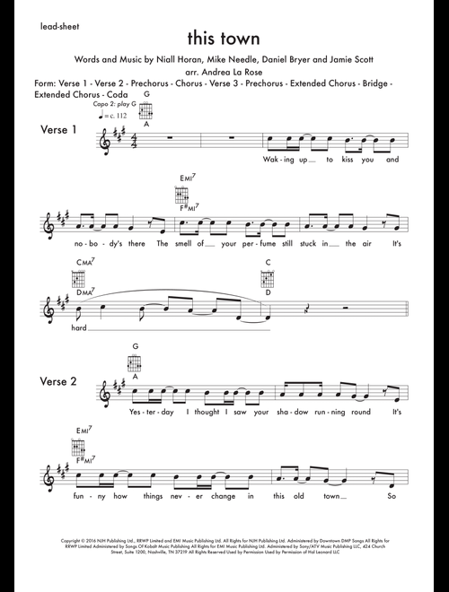 This Town (Arr. Andrea La Rose) - Niall Horan (Small Ensemble)