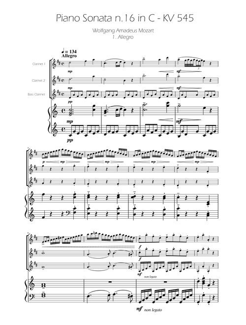 Sonata No. 16 in C Major KV 545 - Allegro - Clarinet Trio (Arr. Ygor Nunes) - Wolfgang Amadeus Mozart (Woodwind Ensemble)