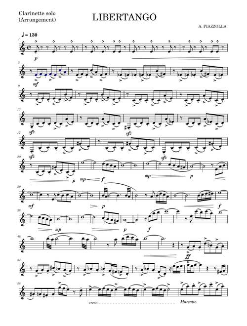 LIBERTANGO Clarinette solo - Astor Piazzolla