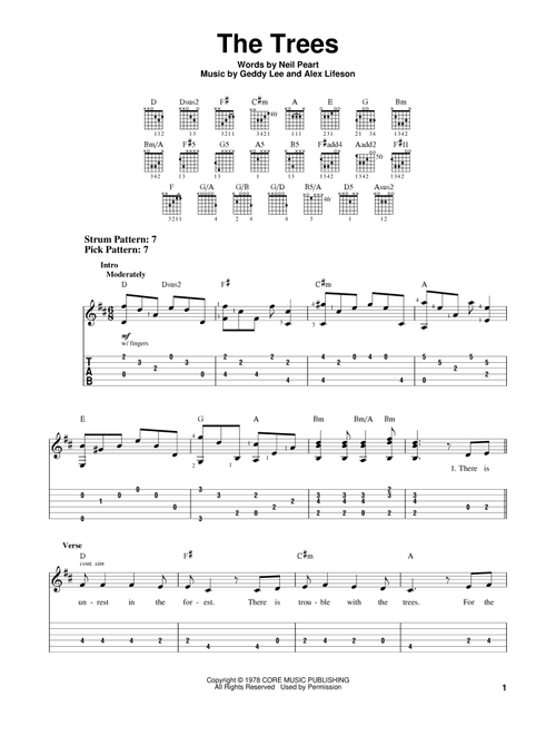 The Trees - Rush (Easy Guitar with TAB)
