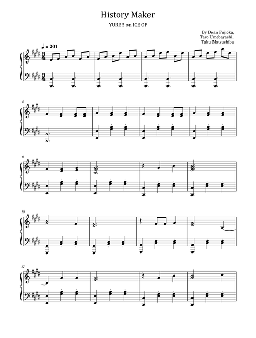 History Maker (Arr. poon) - Taku Matsushiba, Dean Fujioka, Taro Umebayashi (Piano Solo)