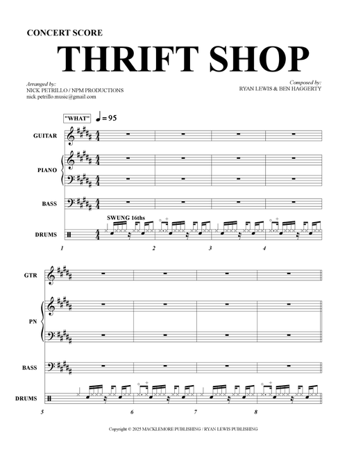 Thrift Shop (Arr. Nick Petrillo) - Macklemore (Small Ensemble)
