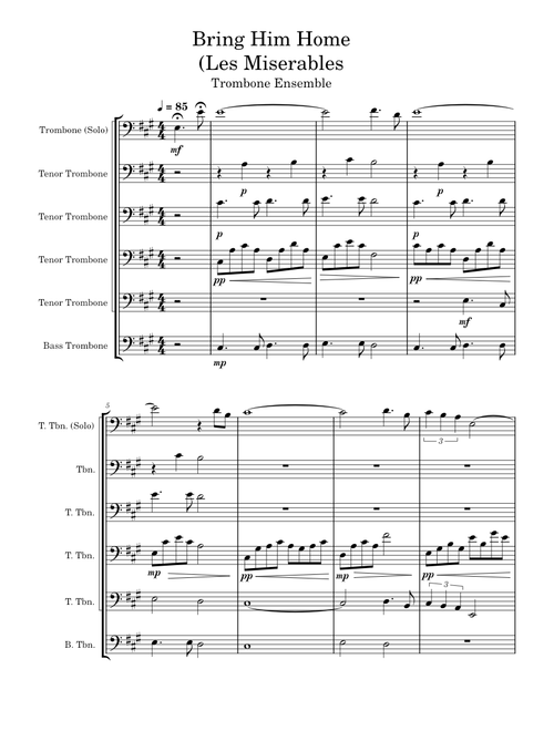 Bring him home – Les Misérables TROMBONE ENSEMBLE / CHOIR