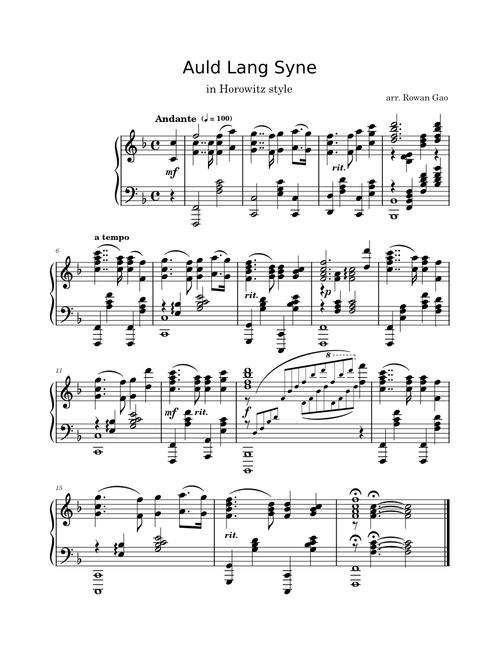 Auld Lang Syne – Traditional Scottish Folk Tune Auld Lang Syne – Original arrangement in Horowitz style