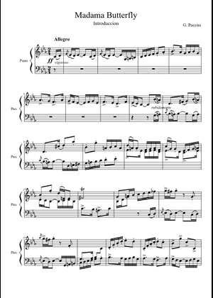 Madama Butterfly Sheet Music for Piano, Vocals (Piano-Voice