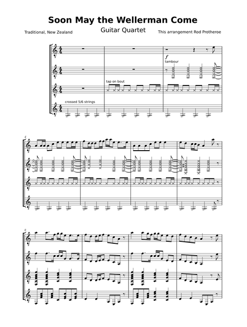 Soon May the Wellerman Come - Guitar Quartet - Traditional