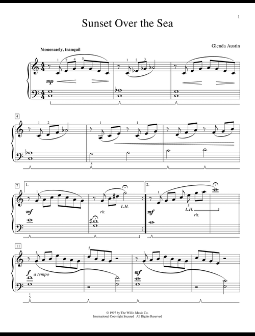 Sunset Over The Sea - Glenda Austin (Educational Piano)