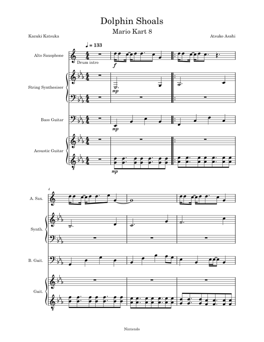 Dolphin Shoals Atsuko Asahi Dolphin Shoals (Mario Kart 8) Sheet music