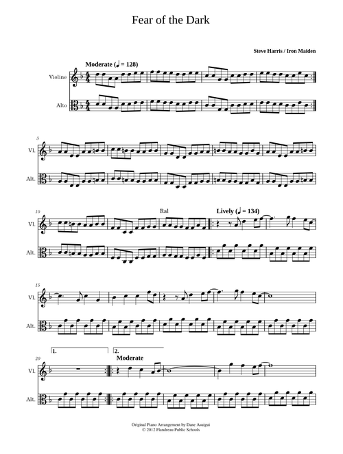 Fear of the dark – Iron Maiden with solo for violin and viola