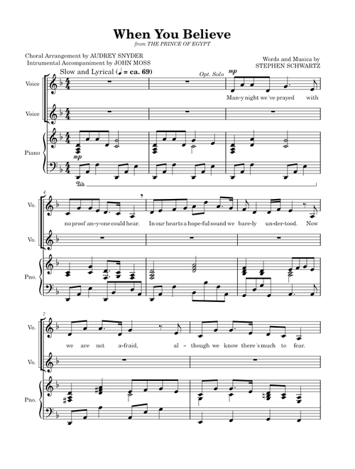 Stephen Schwartz When you Believe Pirnce of Egypt Sound Track