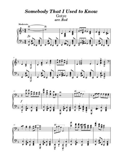 Somebody That I Used to Know – Gotye – arr. Red