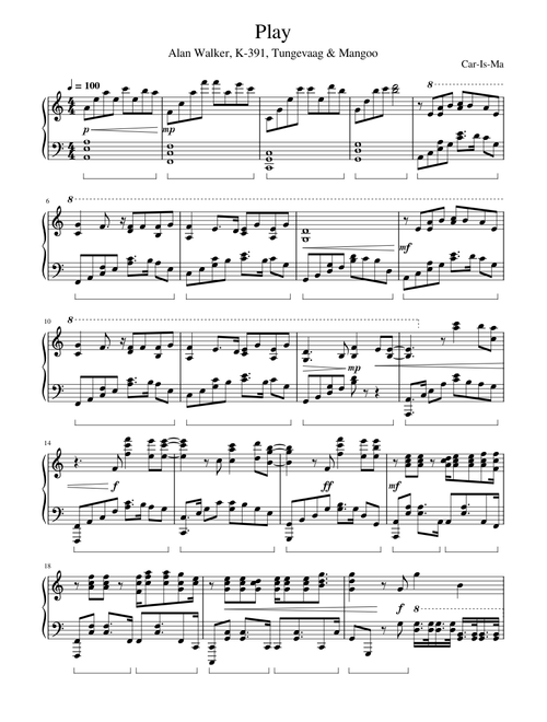 Play – Alan Walker , K-391, Tungevaag, Mangoo – Piano Version