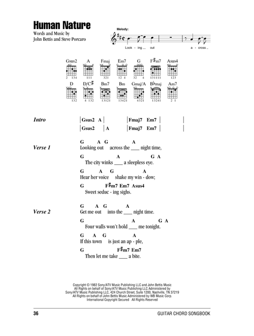 Human Nature - Michael Jackson (Guitar Chords-Lyrics)