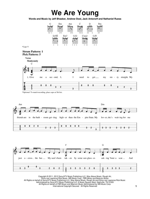 We Are Young - fun (Easy Guitar with TAB)