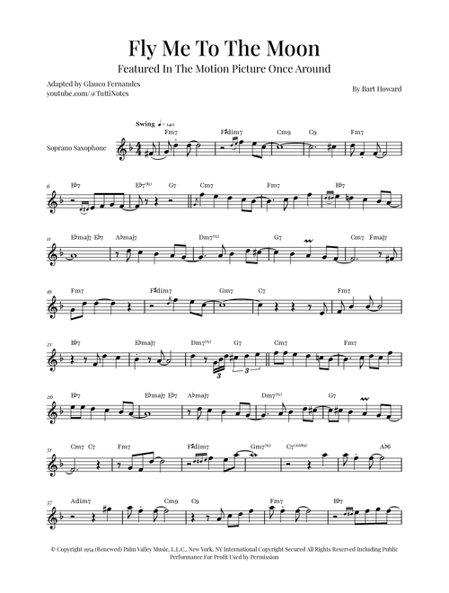 Fly Me To The Moon (In Other Words) (Arr. Glauco Fernandes) - Tony Bennett (Soprano Sax Solo)
