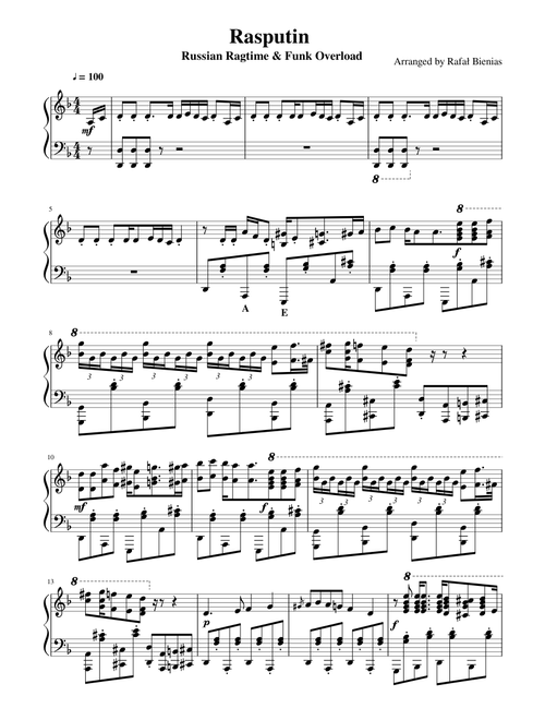Rasputin - Piano - Russian Ragtime & Funk Overload