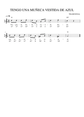 Free TENGO UNA MUÑECA VESTIDA DE AZUL by Misc Traditional sheet music |  Download PDF or print on 