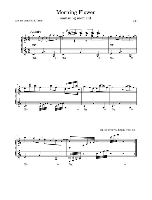 Samsung Alarm - Morning Flower (Arr. for Solo Piano by Z. Viray)