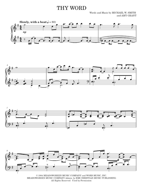 Thy Word - Amy Grant, Michael W. Smith (Piano Solo)