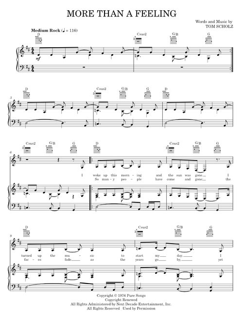 More than a feeling - Boston (Piano-Vocal-Guitar)