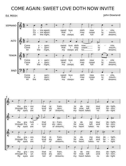 Come again! Sweet love doth now invite - John Dowland