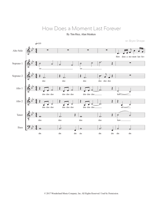 How Does A Moment Last Forever (Arr. Bryan Sharpe) - Tim Rice, Alan Menken (Choral, SATB divisi)