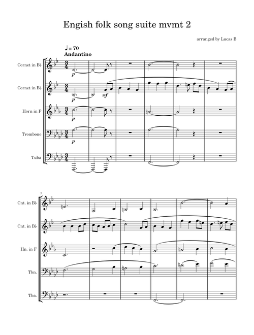 English Folk Song Suite Movement II– Ralph Vaughan Williams for brass quintet