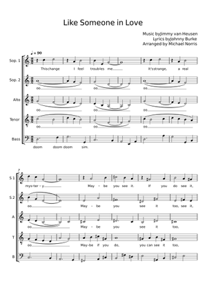 Like Someone In Love in Bb Sheet Music with Chords for Piano