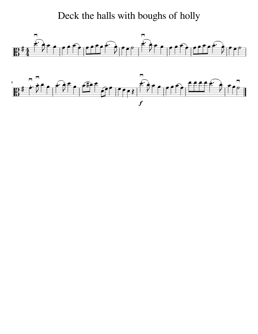 Deck the halls with boughs of holly Sheet Music for Viola (Solo ...
