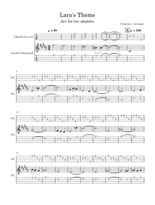 Lara's Theme – Ukulele Duet