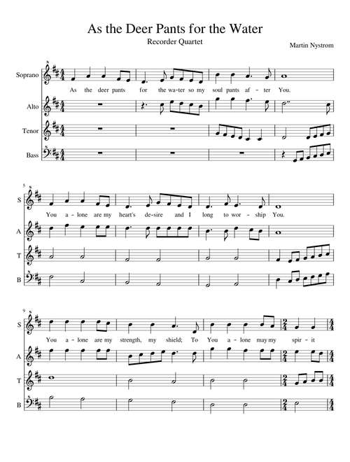 As the Deer Pants for the Water - Recorder Quartet