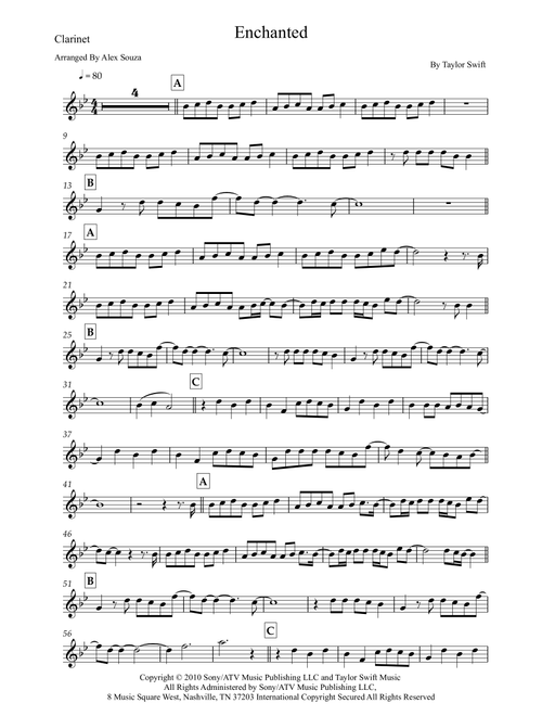 Enchanted (Arr. Alex Souza) - Taylor Swift (Clarinet Solo)