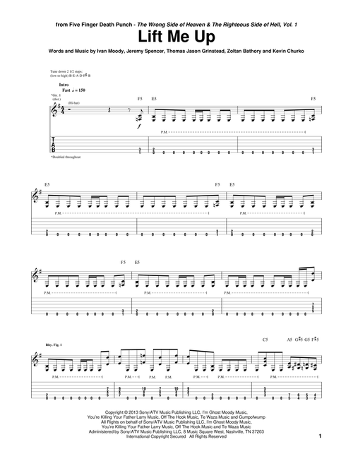 Lift Me Up - Five Finger Death Punch (Guitar Tab)