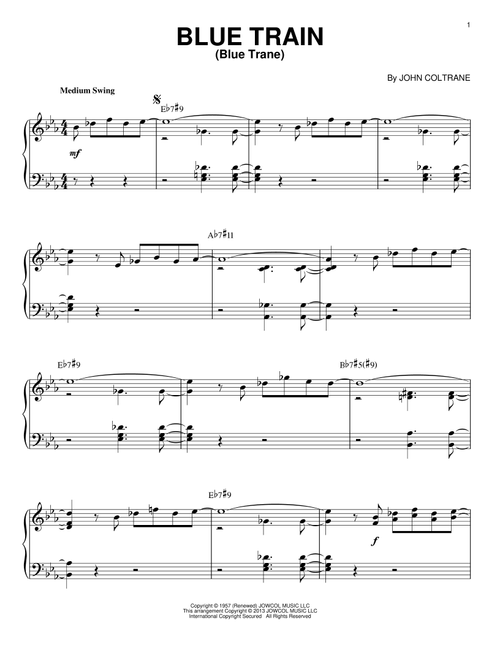 Blue Train (Blue Trane) (arr. Brent Edstrom) - John Coltrane (Piano Solo)